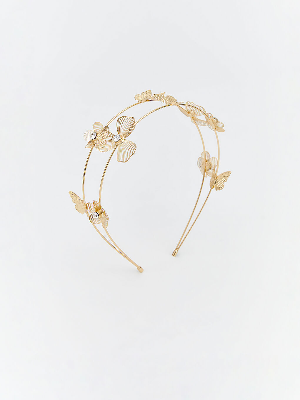 Karışık Kelebek Figürlü Metal Kadın Taç-1