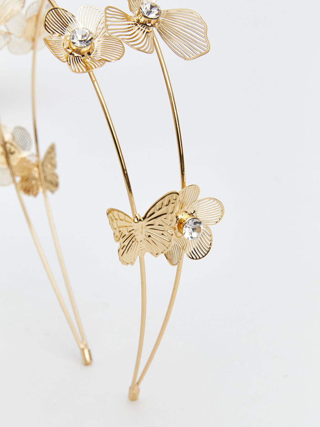 Karışık Kelebek Figürlü Metal Kadın Taç-2