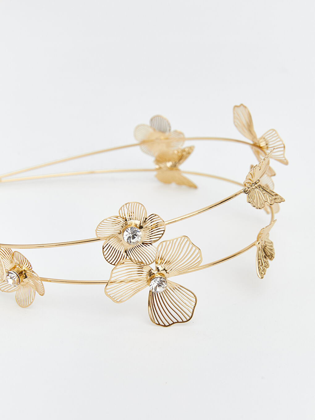 Karışık Kelebek Figürlü Metal Kadın Taç-3