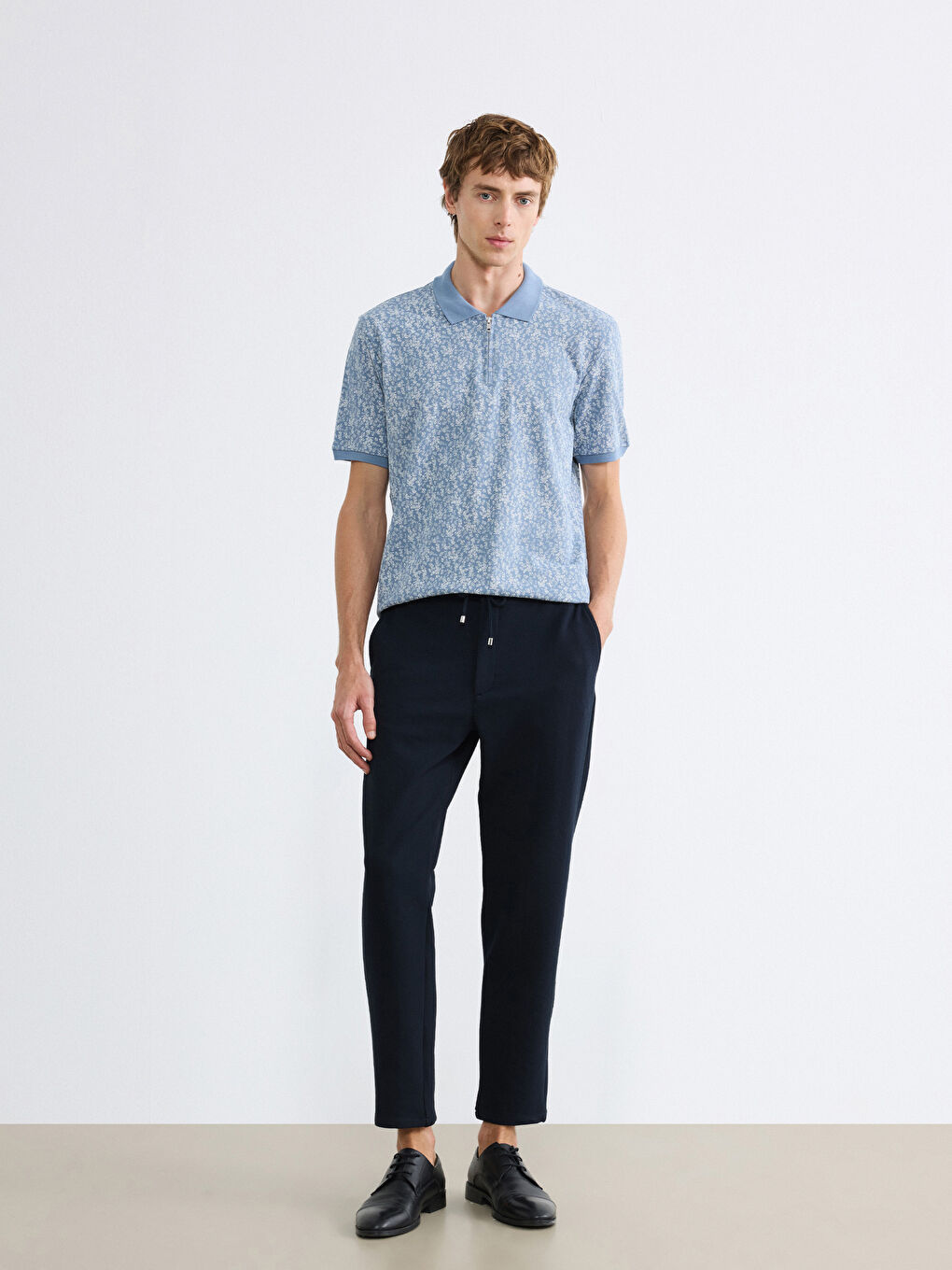 تي شيرت رجالي بياقة بولو منقوشة من بيكيه-1