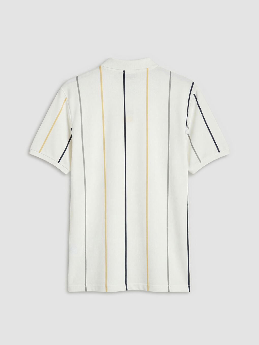 Ekru Polo Yaka Çizgili Pike Erkek Tişört-5