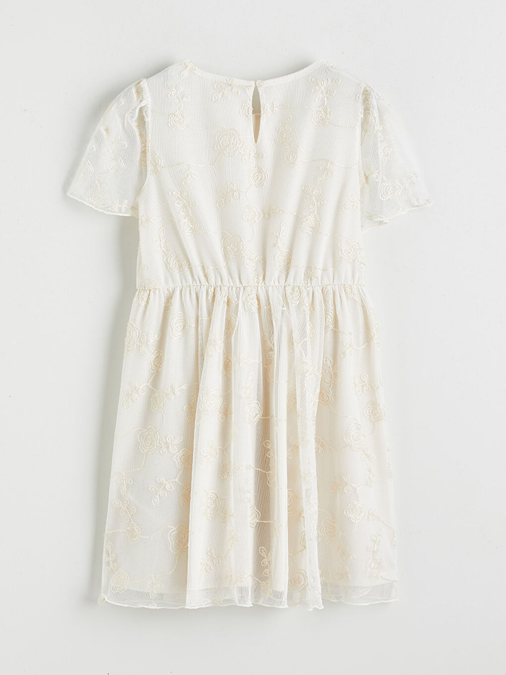 Crew Neck Floral Girl Lace Dress-1