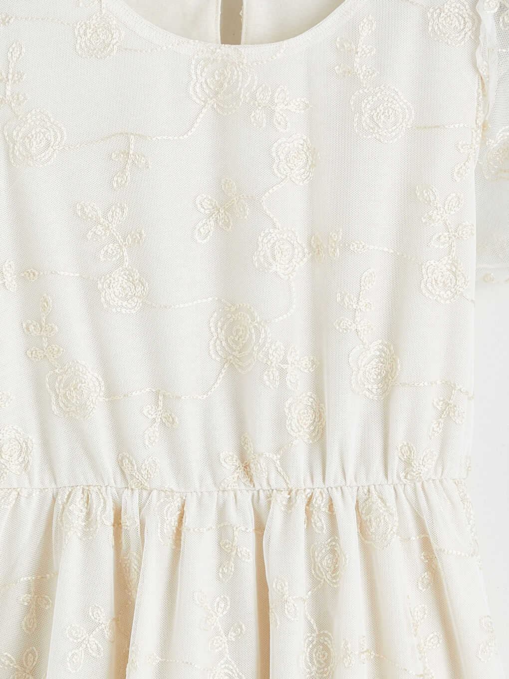 Crew Neck Floral Girl Lace Dress-2