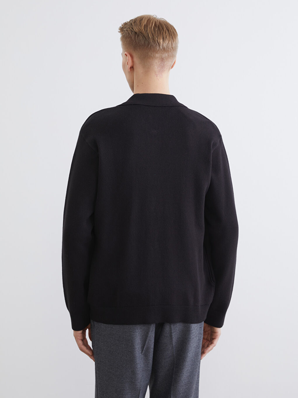 Men's Knitted Cardigan with Polo Collar in a Regular Fit-3