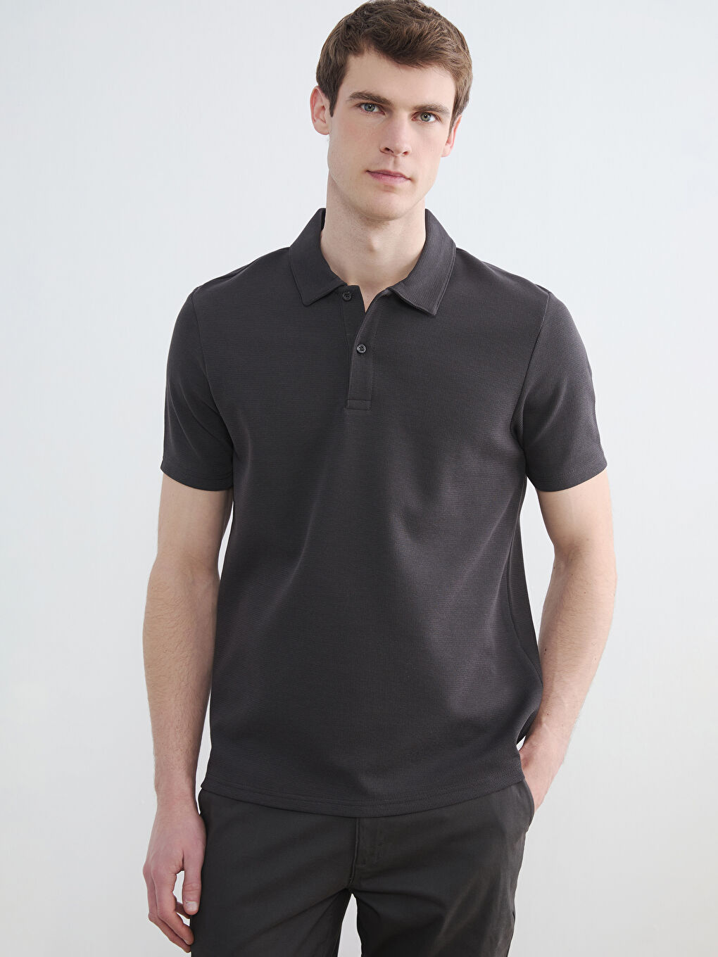 Antrasit  Polo Yaka Erkek Pike Tişört