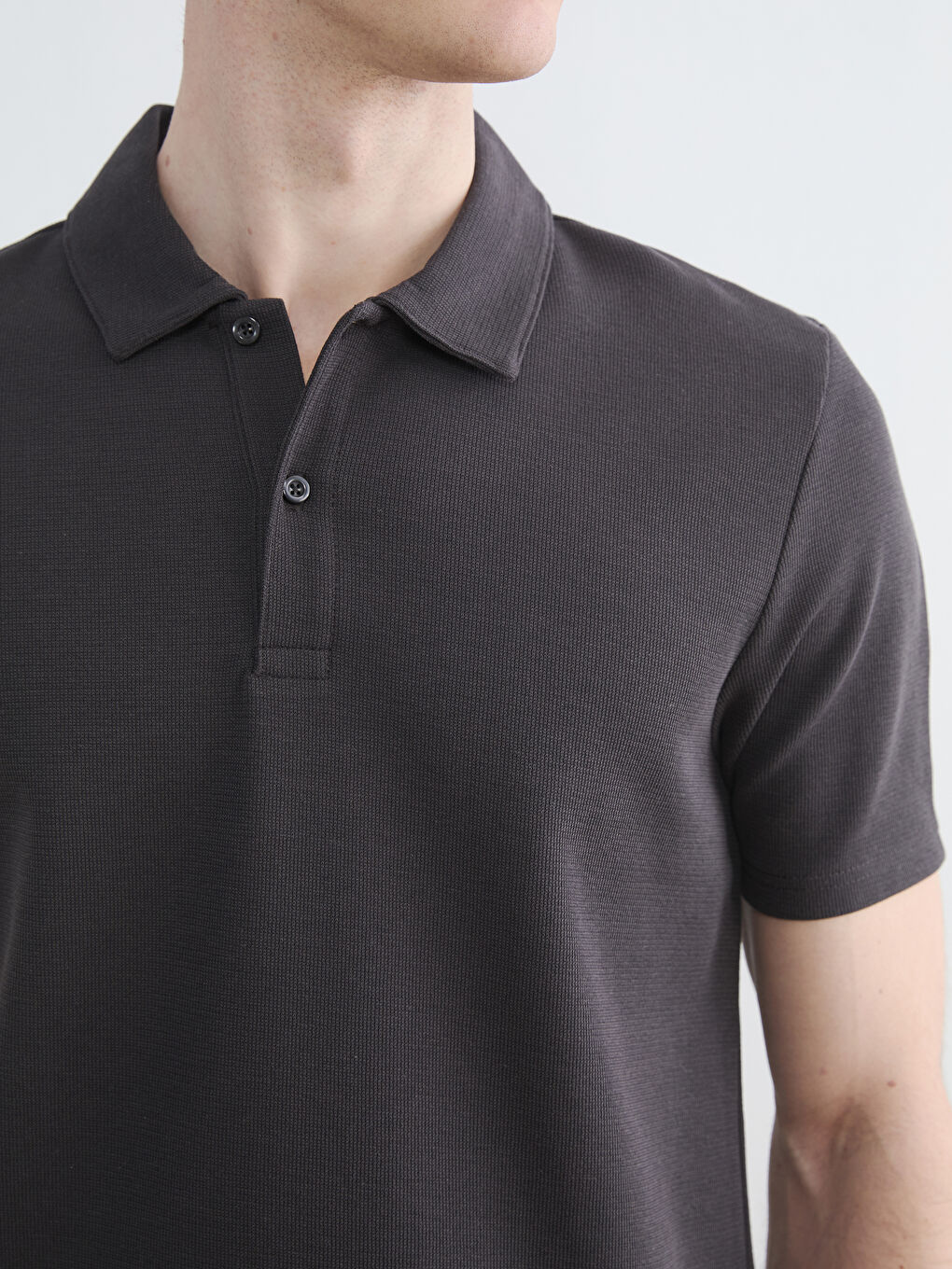 Antrasit  Polo Yaka Erkek Pike Tişört-2