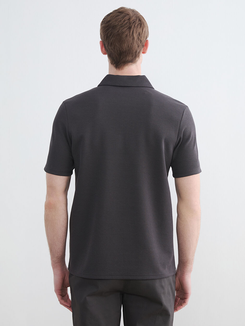 Antrasit  Polo Yaka Erkek Pike Tişört-3
