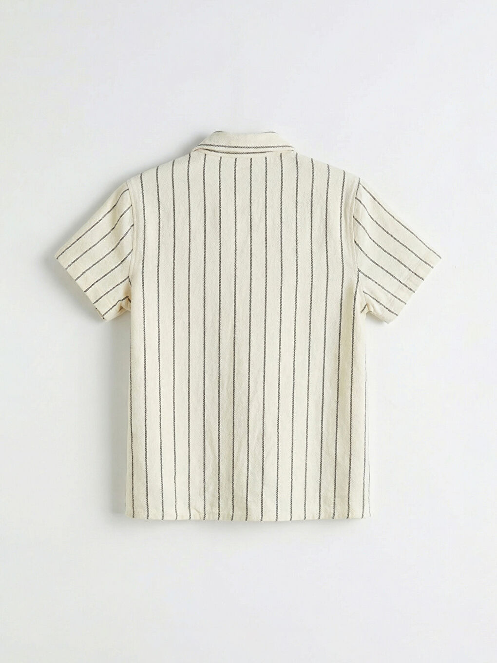 Bej Kısa Kollu Çizgili Erkek Çocuk Gömlek ve Pantolon-2