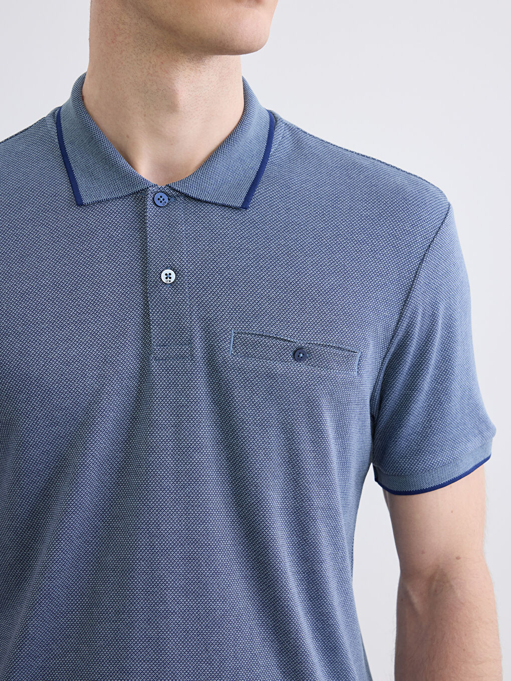 Lacivert Polo Yaka Erkek Tişört-2