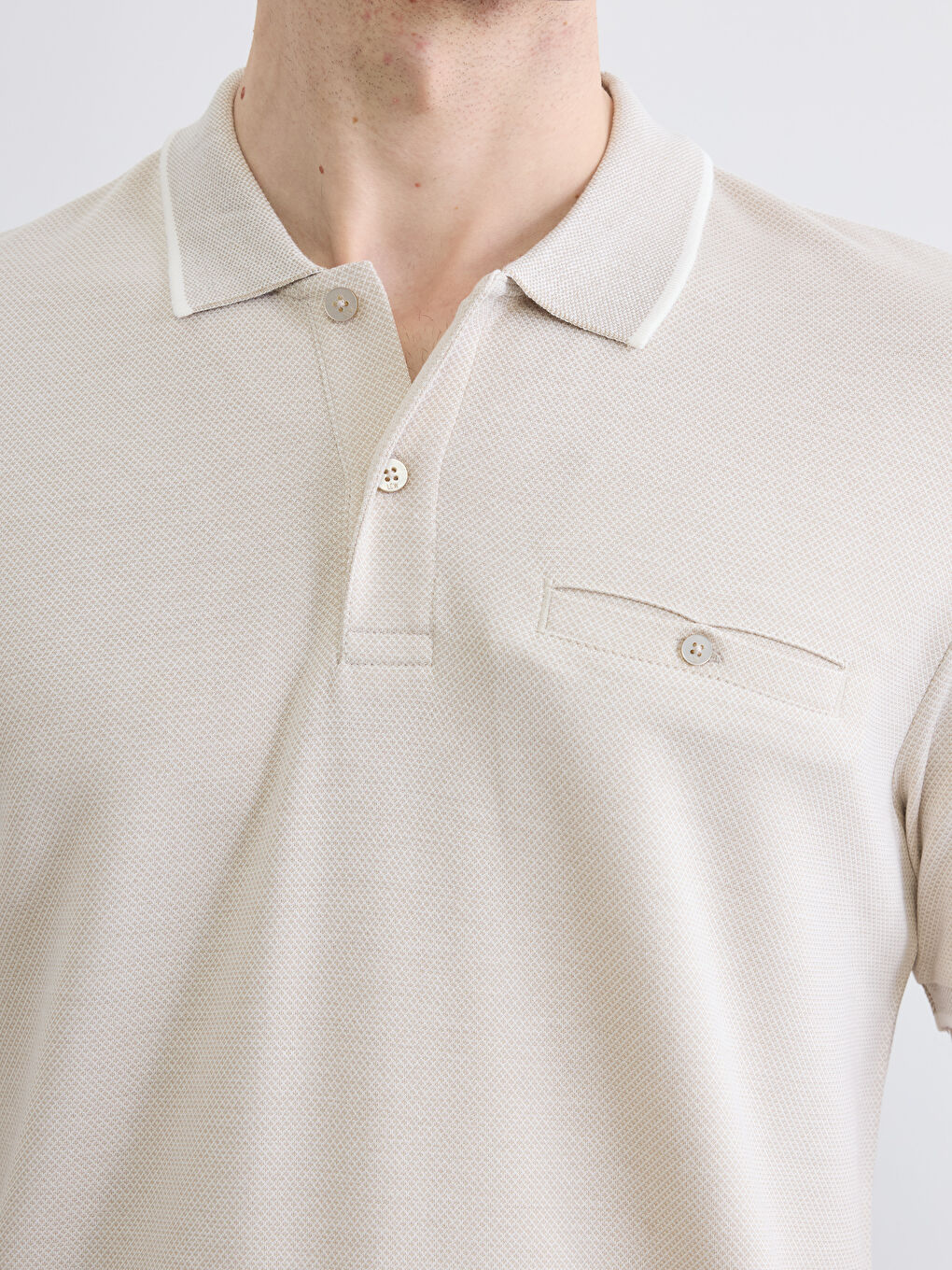 Bej Polo Yaka Erkek Tişört-2