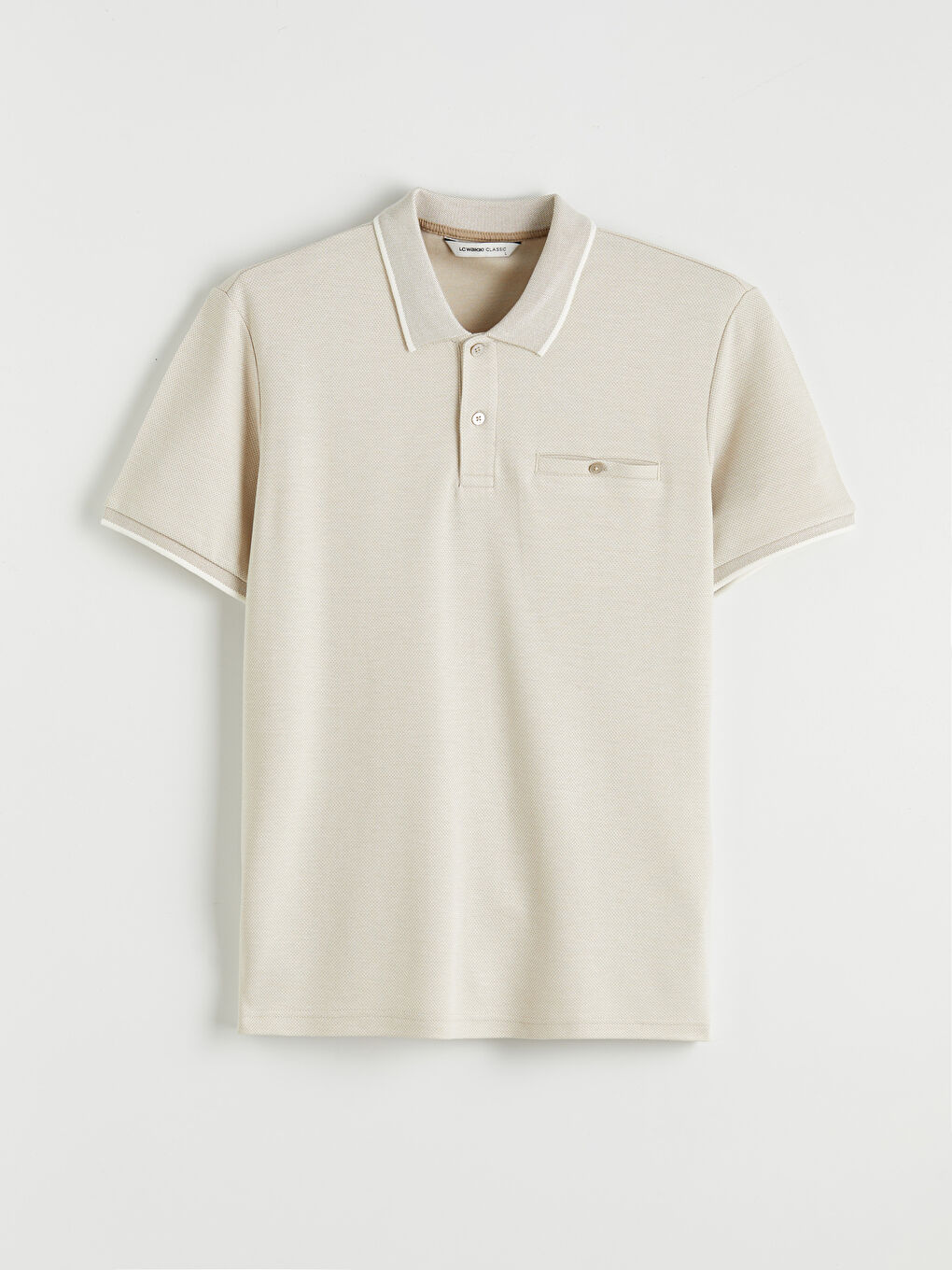 Bej Polo Yaka Erkek Tişört-4