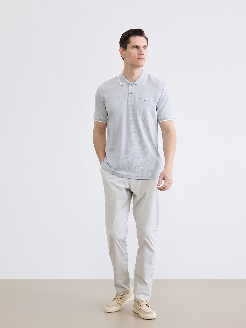 İndigo Polo Yaka Erkek Tişört-1