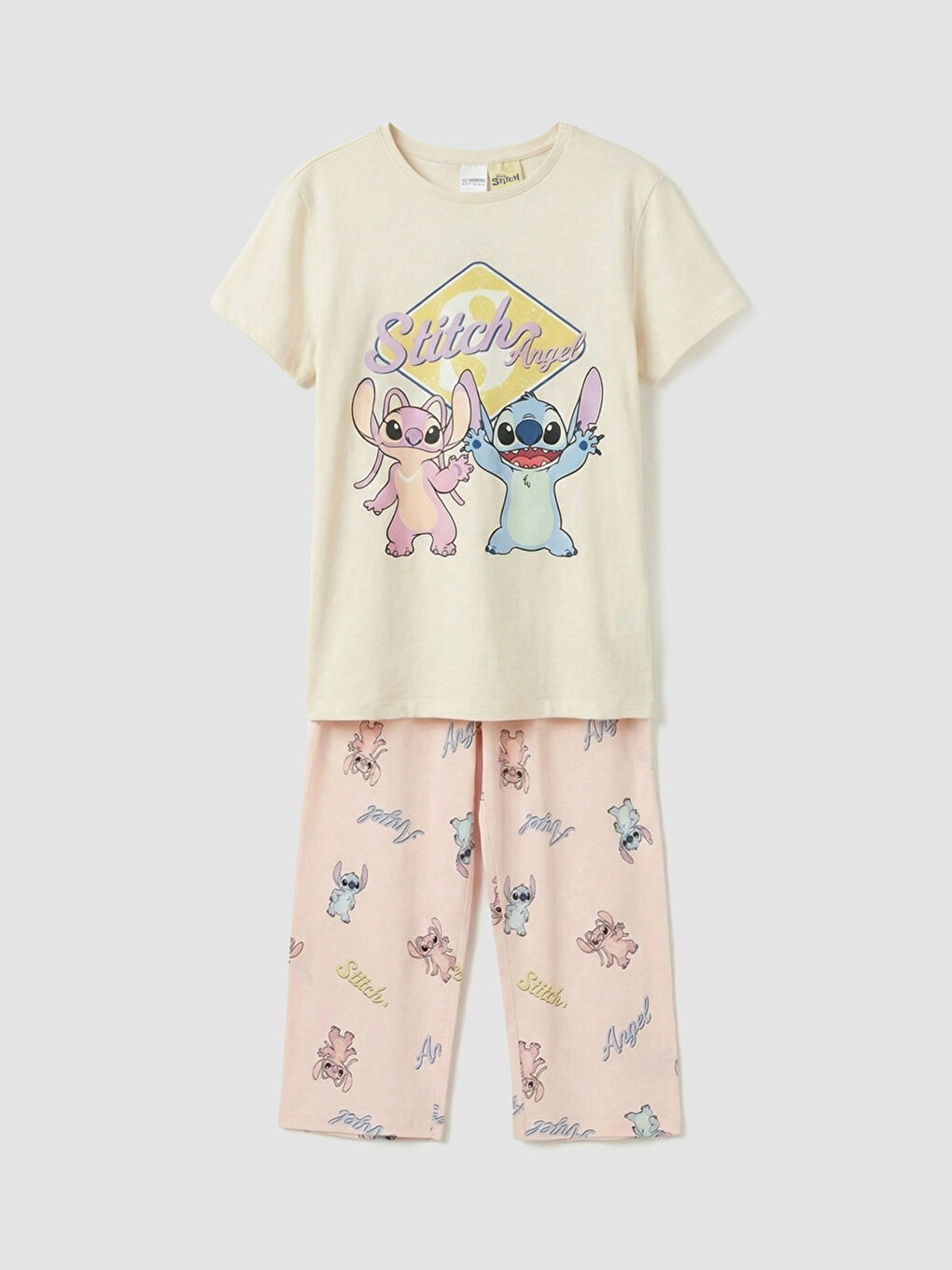 Set de pijama imprimat cu Stitch și Angel pentru fată