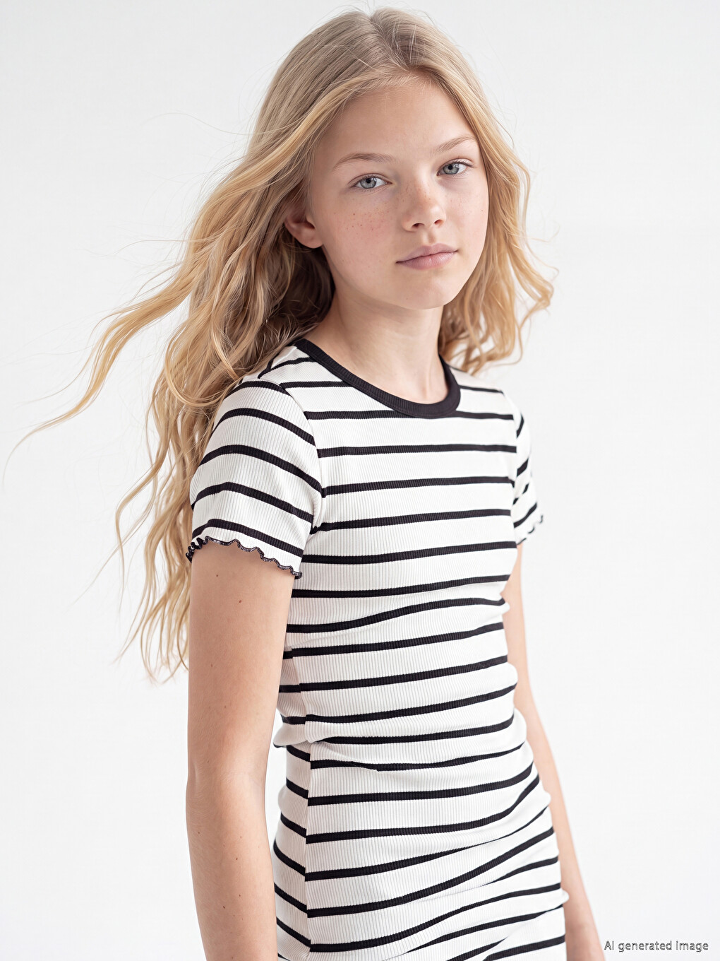 Crew Neck Striped Girl Dress-1