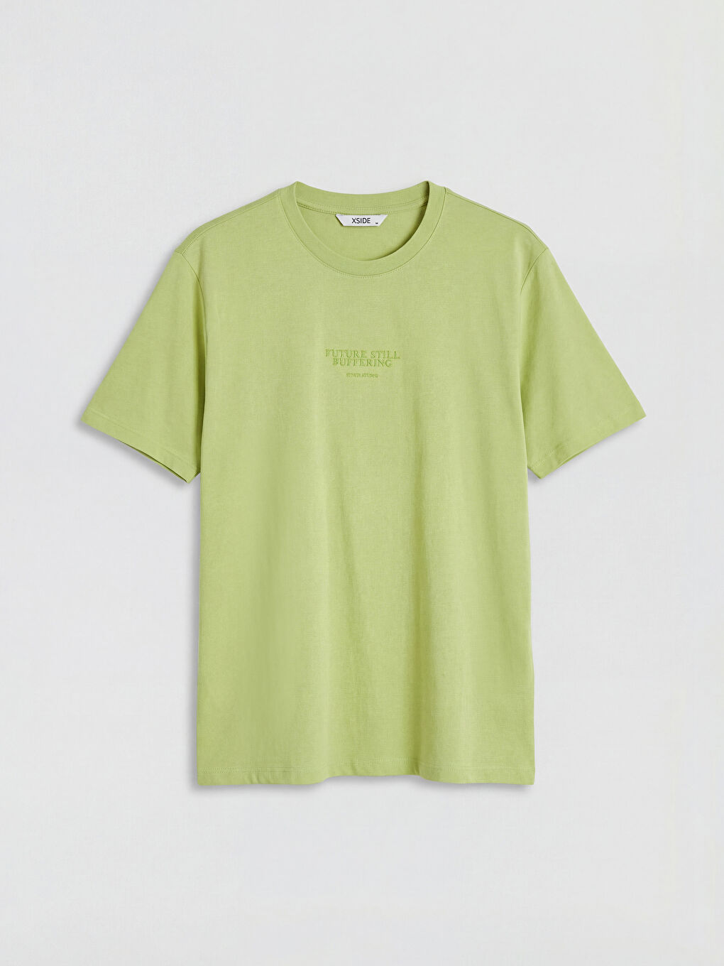 Yeşil  Bisiklet Yaka Baskılı Erkek Penye Tişört