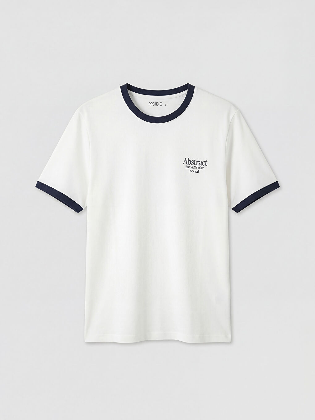 Ekru Bisiklet Yaka New York Baskılı Erkek Tişört