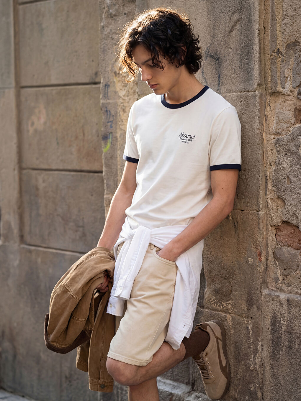 მრგვალი საყელო ნიუ-იორკი ნაბეჭდი მამაკაცის მაისური