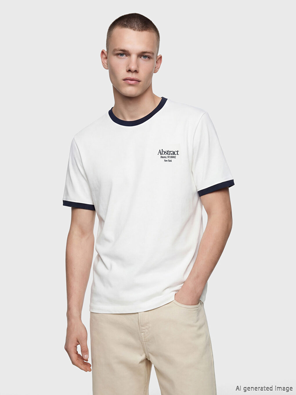 Мужская футболка с принтом New York с круглым вырезом-1