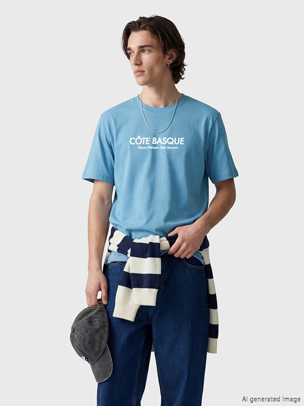 მრგვალი საყელო ნაბეჭდი მამაკაცის მაისური-1