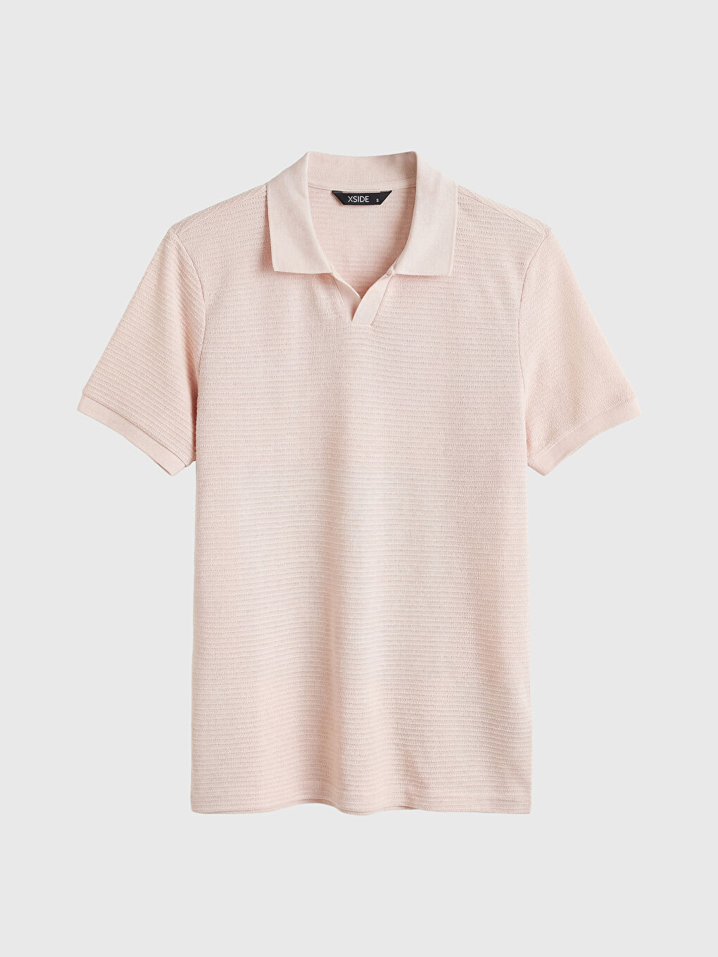 Pembe Polo Yaka Erkek Penye Tişört-4