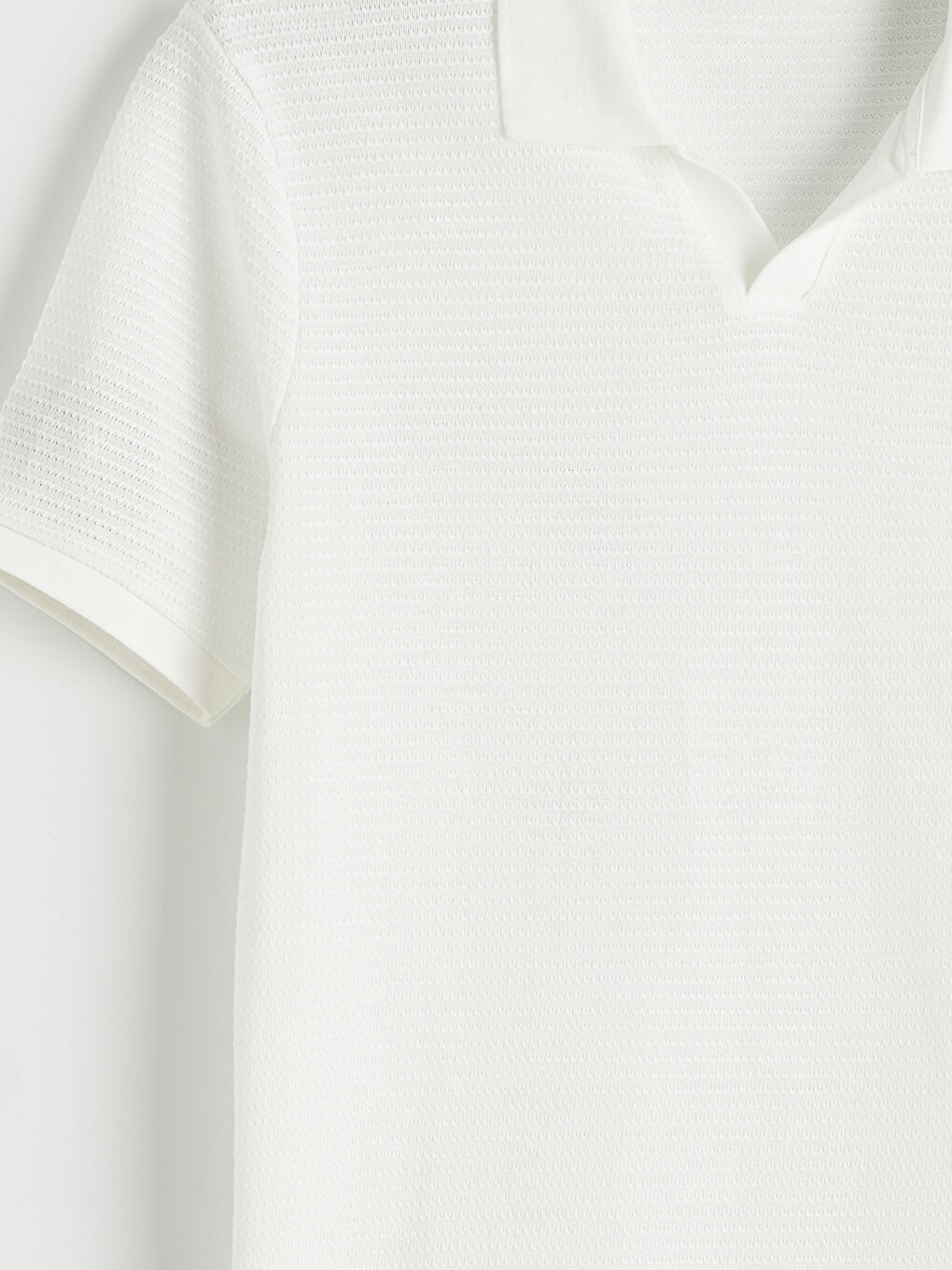 Ekru Polo Yaka Erkek Penye Tişört-5