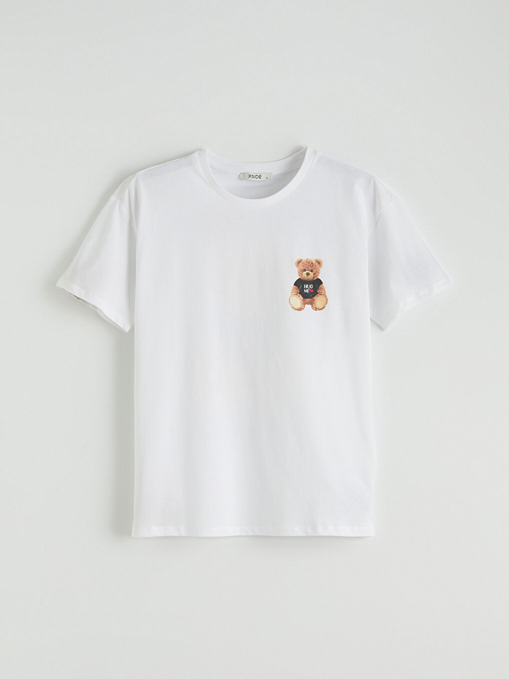 T-shirt Femme à Col Rond avec Imprimé Ours en Peluche-5