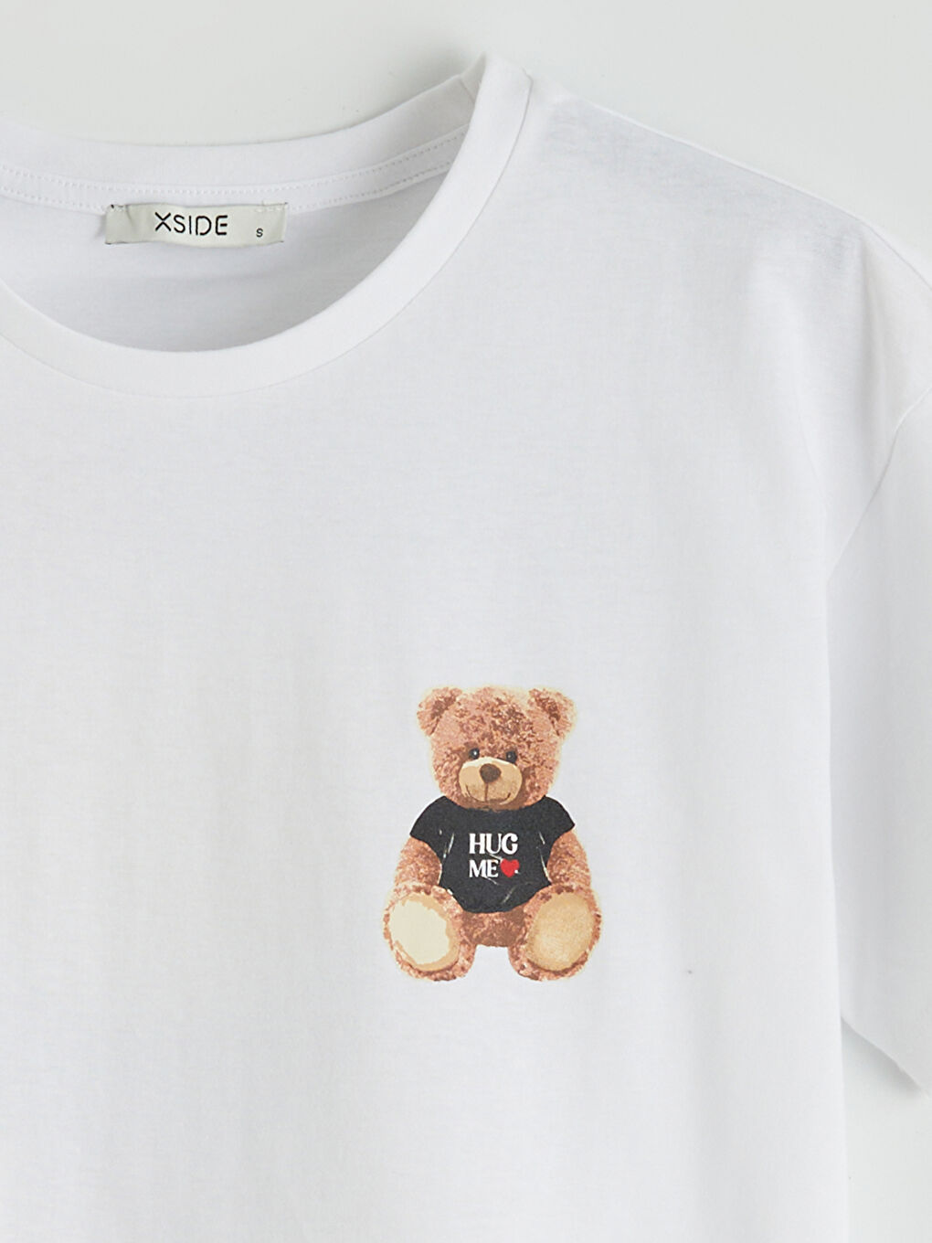T-shirt Femme à Col Rond avec Imprimé Ours en Peluche-6