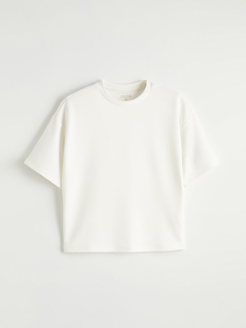Ekru Soft Touch Oversize Kadın Tişört-4