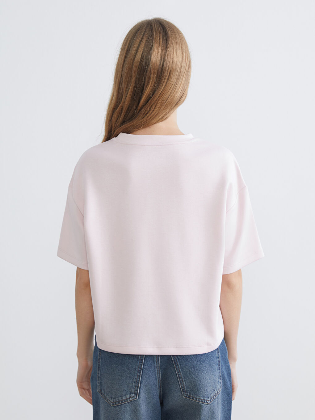 Жұмсақ текстуралы оверсайз футболка.-3