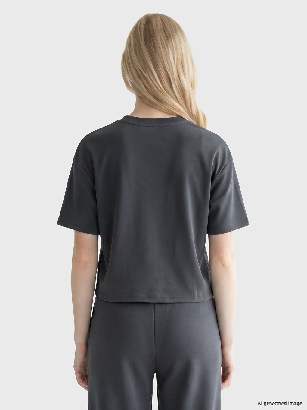 Antrasit Soft Touch Oversize Kadın Tişört-3
