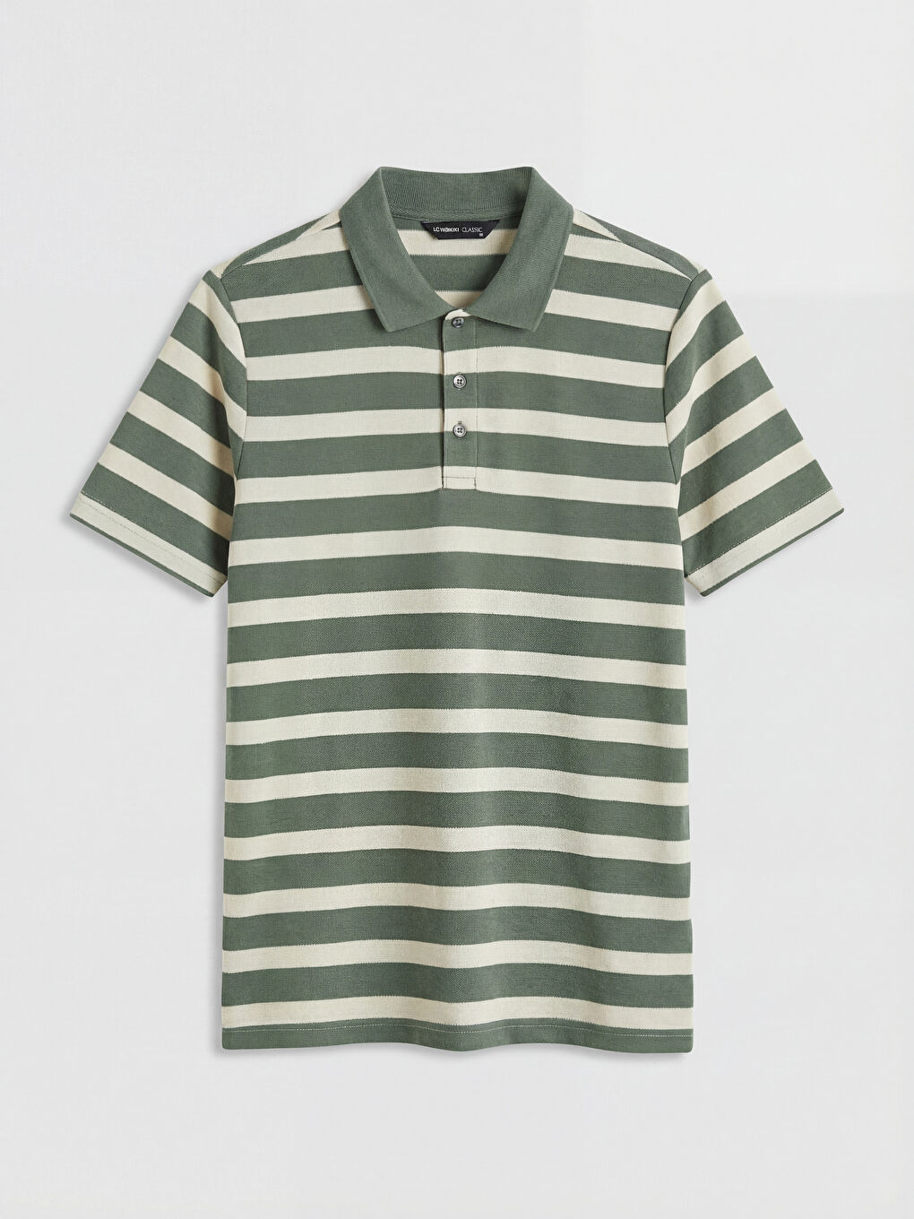 Yeşil Polo Yaka Çizgili Erkek Tişört