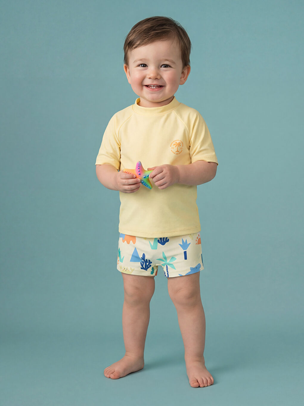 ნაბეჭდი ჩვილი ბიჭების საცურაო კოსტიუმების ნაკრები