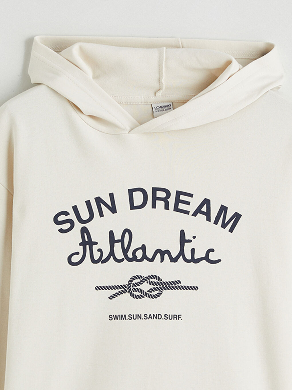 Bej Kapüşonlu Baskılı Erkek Çocuk Sweatshirt-1