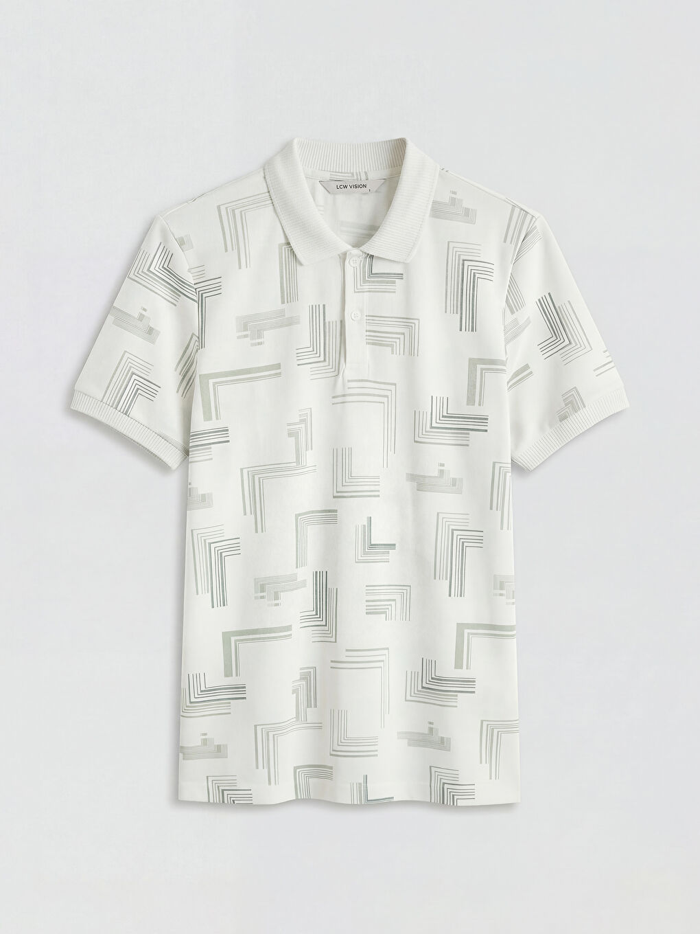 Ekru Polo Yaka Desenli Erkek Tişört