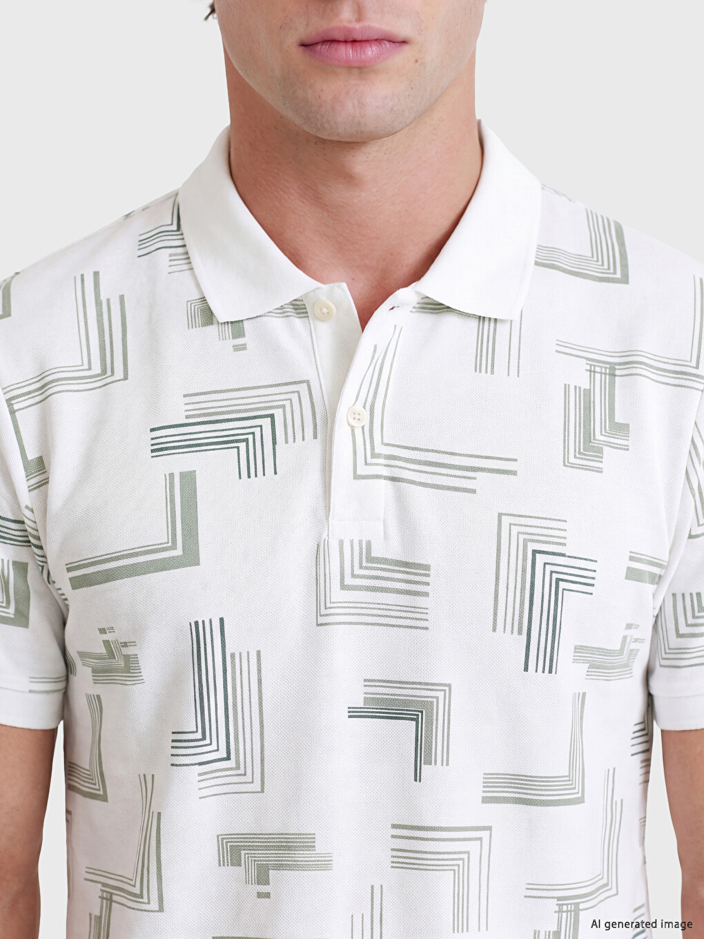 Polo Collar Patterned Men's T-shirt-2