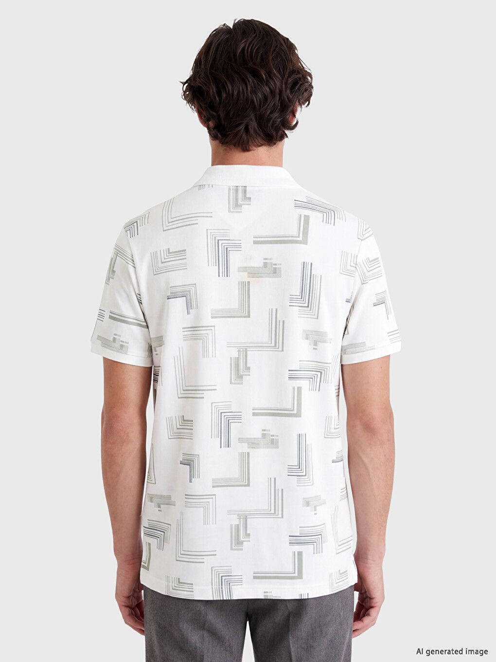 Polo Collar Patterned Men's T-shirt-3