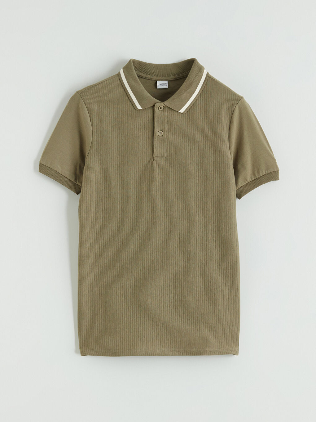 Haki Polo Yaka Erkek Çocuk Tişört