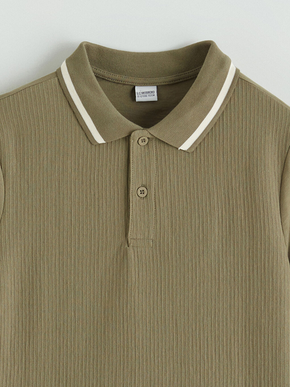 Haki Polo Yaka Erkek Çocuk Tişört-1