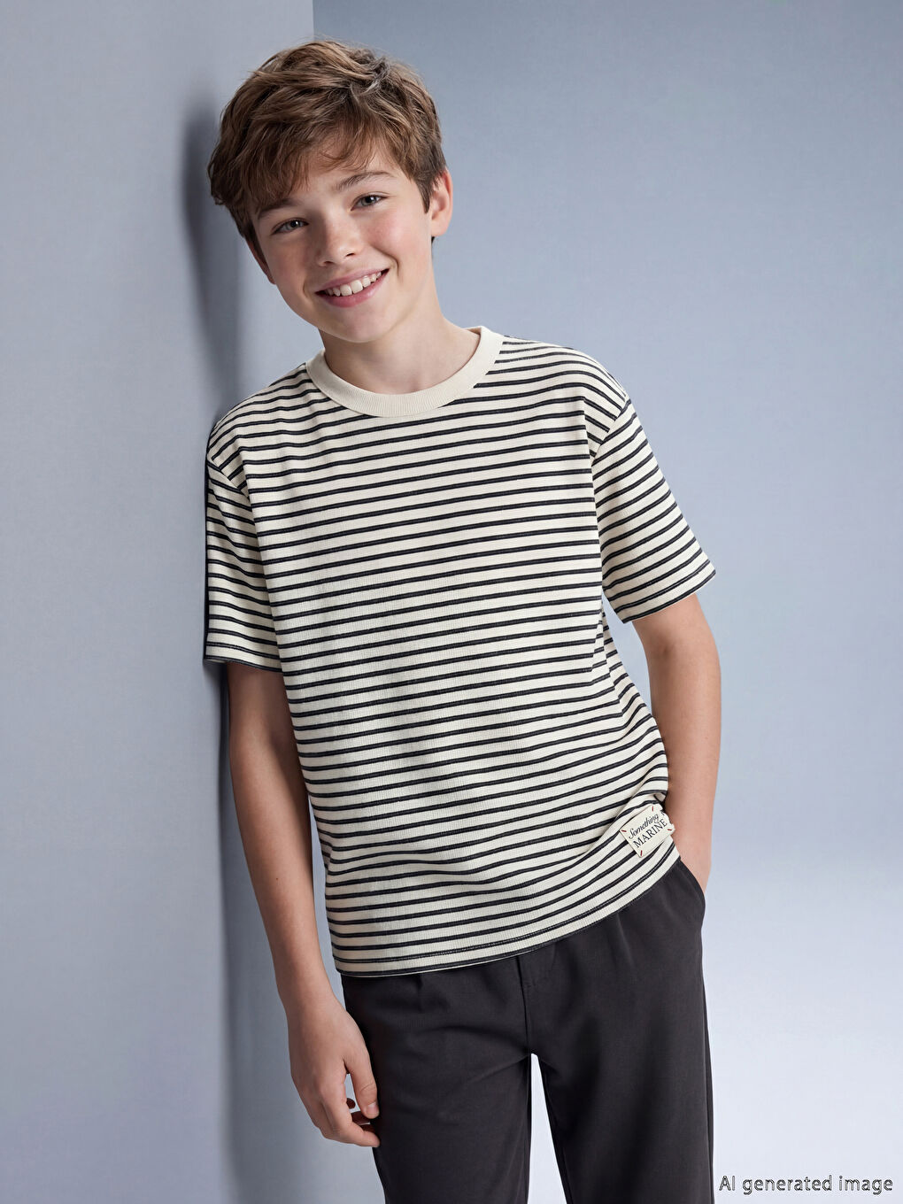 Crew Neck Striped Boys' T-Shirt