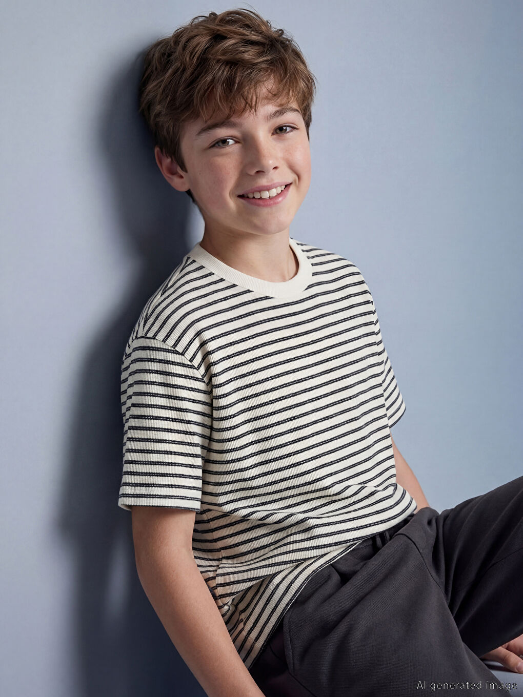Crew Neck Striped Boys' T-Shirt-1