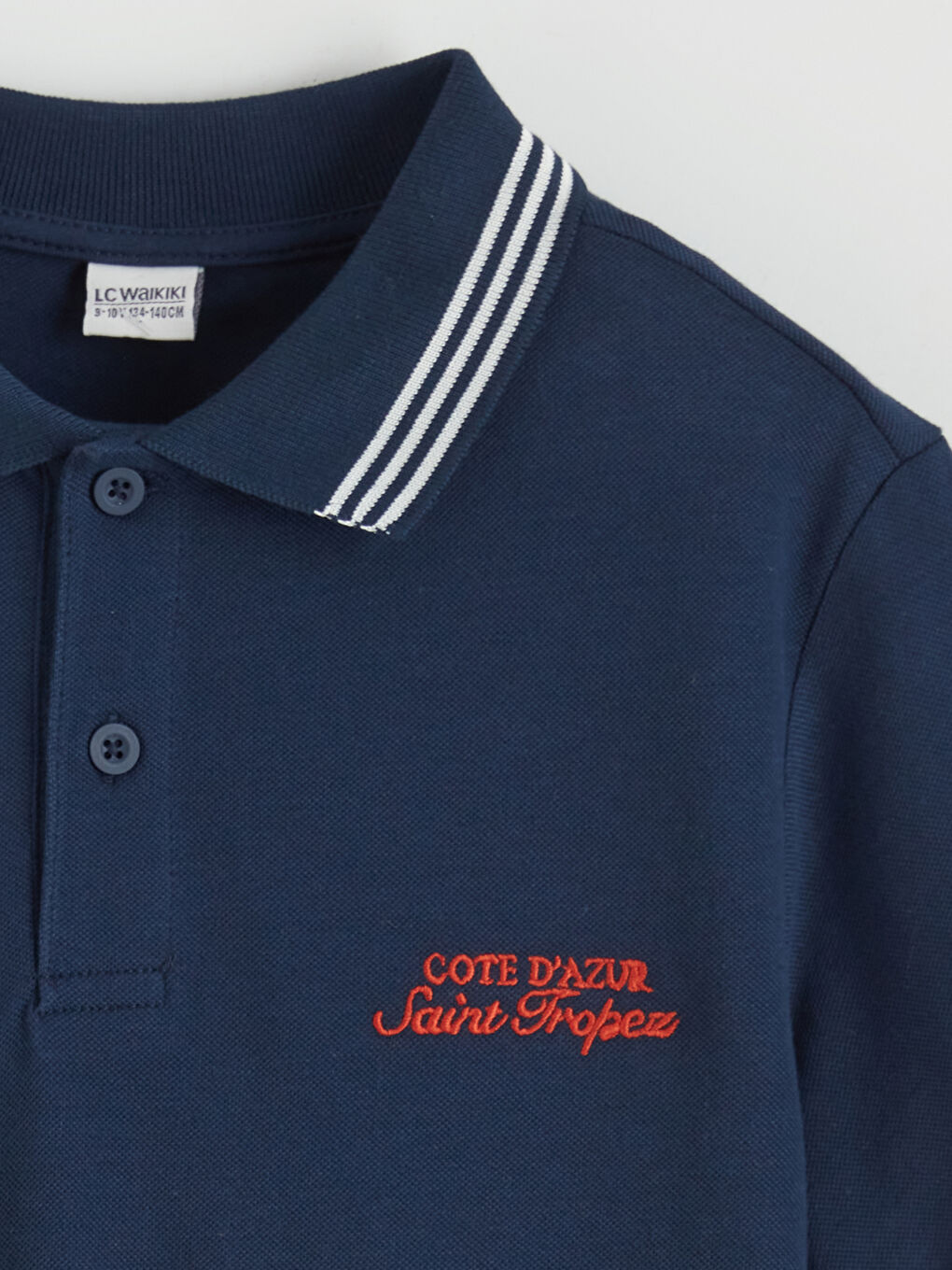 Lacivert Polo Yaka Erkek Çocuk Tişört-1