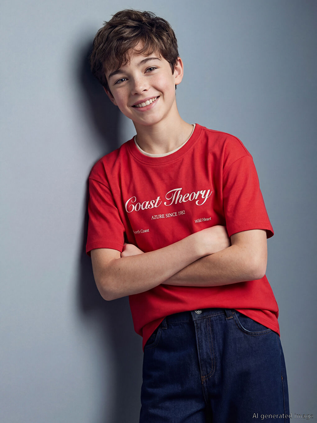 Kırmızı Baskılı Erkek Çocuk Tişört