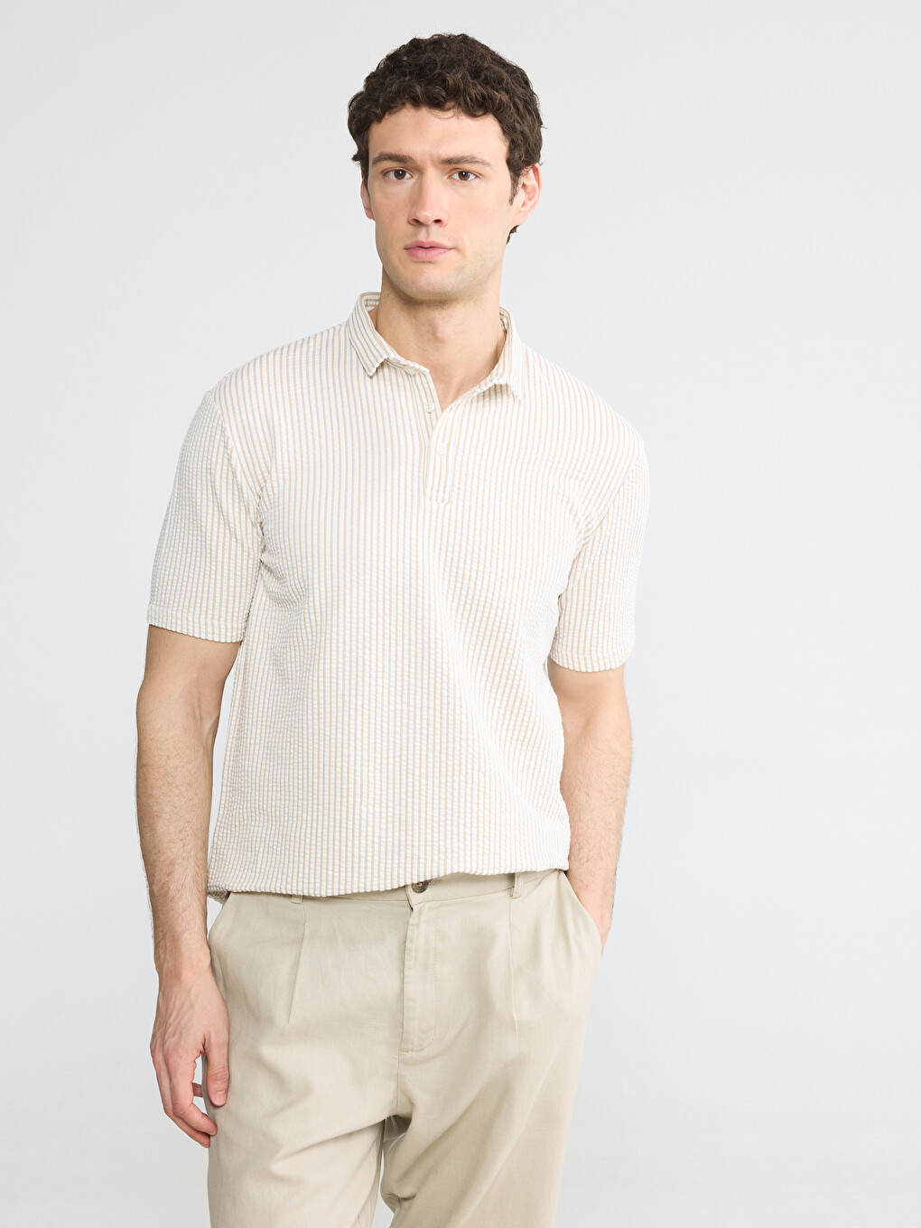 Polo Collar Striped Men's T-Shirt
