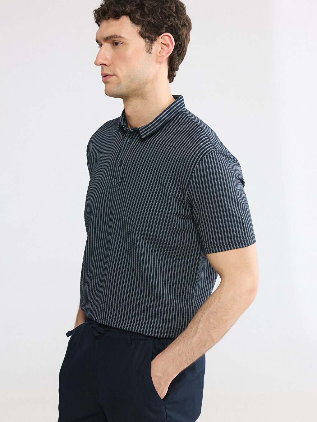 Polo Collar Striped Men's T-shirt