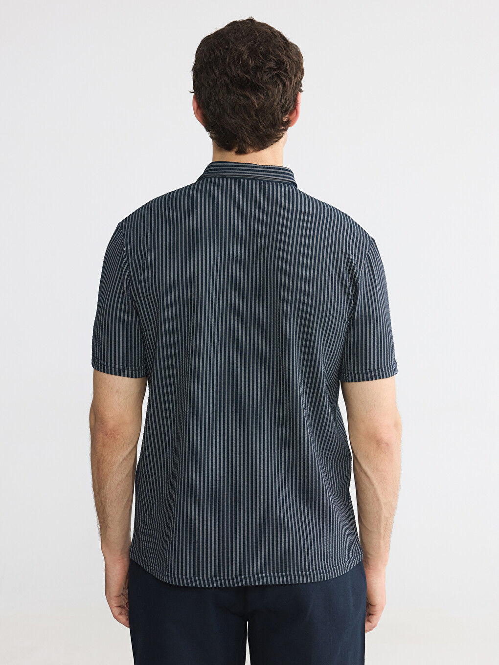 Polo Collar Striped Men's T-shirt-3