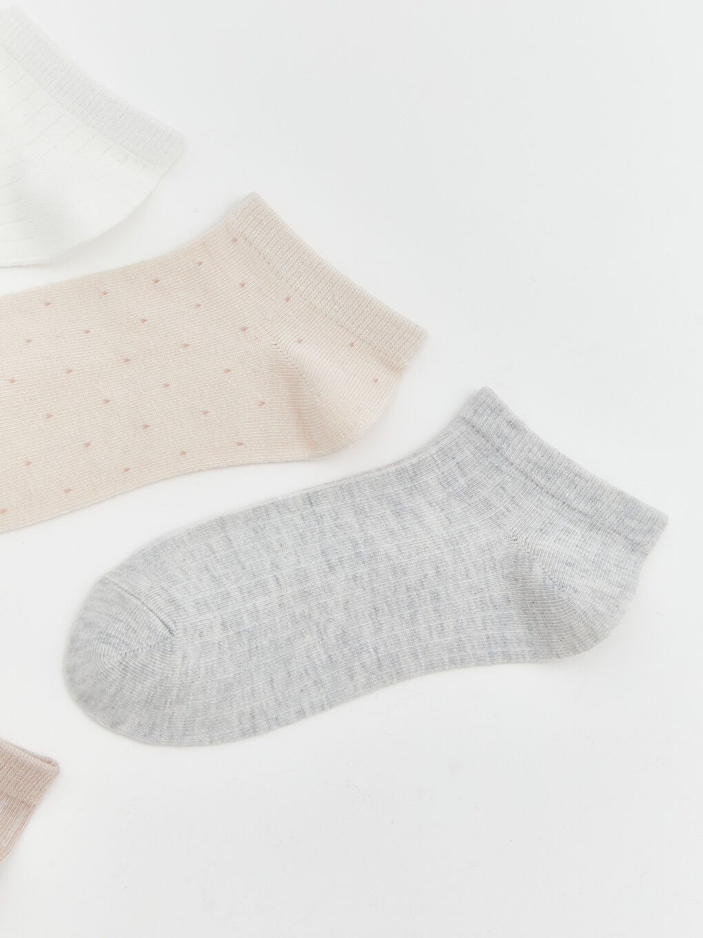 Ekru Desenli Kadın Patik Çorap 5'li-1