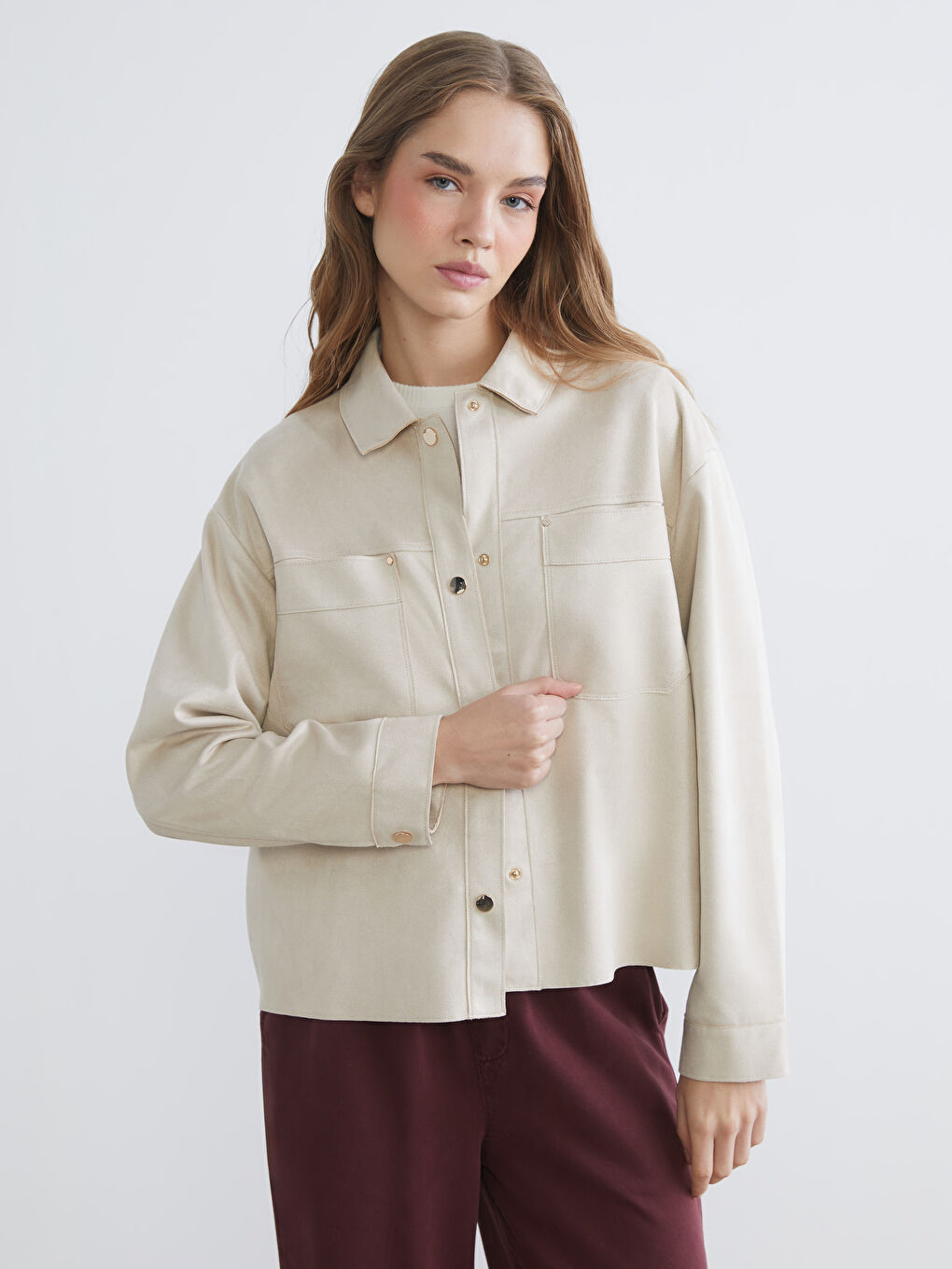 Оверсайз рубашка из искусственной замши для женщин