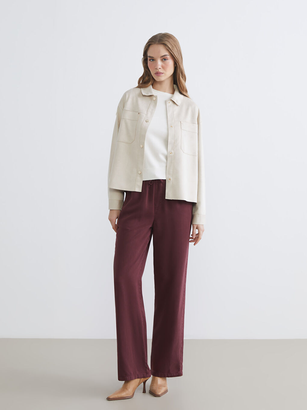 Оверсайз рубашка из искусственной замши для женщин-1