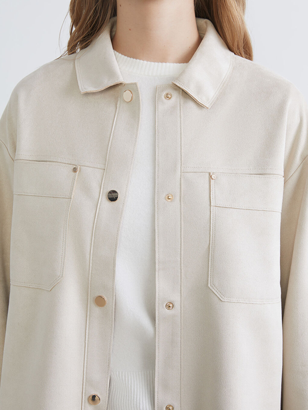 Оверсайз рубашка из искусственной замши для женщин-2