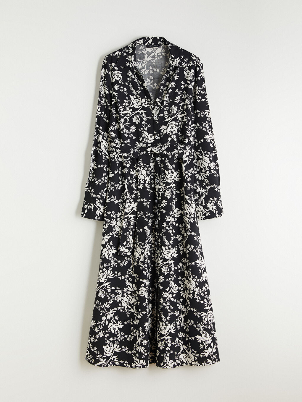 Гүлді өрнекті поплин жейде-көйлек белдікпен-4